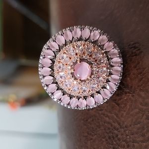 NEW SIMULATED DIAMOND PINK PEAR CUT BLACK RING